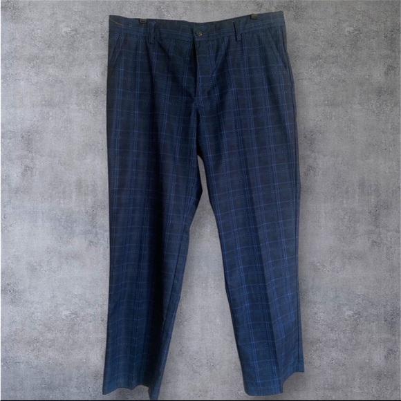 ADIDAS Blue Plaid Golf Pants Flat Front Straight Leg Climalite Mens Size 36 x 30 - Picture 15 of 16